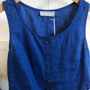 Everlane Linen Button-Front Crop Tank NWT blue 2 (XS-S)